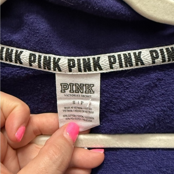 Victoria's Secret VS PINK Junior's Size S 1/4 Zip Sweatshirt Blue Bright Green - Picture 4 of 5